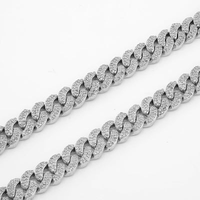 925 SS 8.10CT Natural Diamond 7MM Round Cuban Chain 22" Men Women Necklace - Elite Jewelers-Necklaces