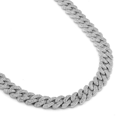 925 SS 8.10CT Natural Diamond 7MM Round Cuban Chain 22" Men Women Necklace - Elite Jewelers-Necklaces