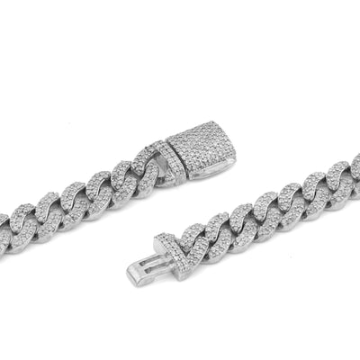 925 SS 8.10CT Natural Diamond 7MM Round Cuban Chain 22" Men Women Necklace - Elite Jewelers-Necklaces