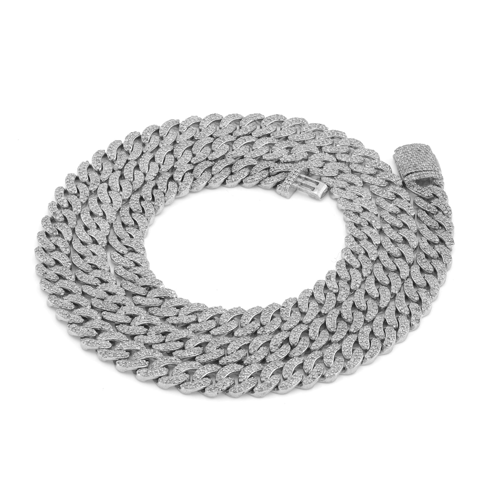 925 SS 8.10CT Natural Diamond 7MM Round Cuban Chain 22" Men Women Necklace - Elite Jewelers-Necklaces