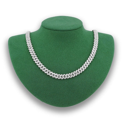 925 SS 8MM Cuban Link 8.125CT Natural Diamond 22" Chain Men Womene Necklace - Elite Jewelers-Necklaces