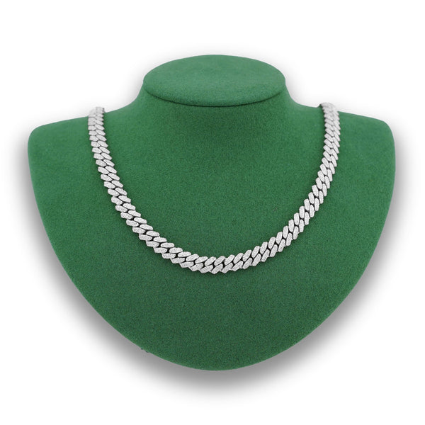 925 SS 8MM Cuban Link 8.125CT Natural Diamond 22" Chain Men Womene Necklace - Elite Jewelers-Necklaces