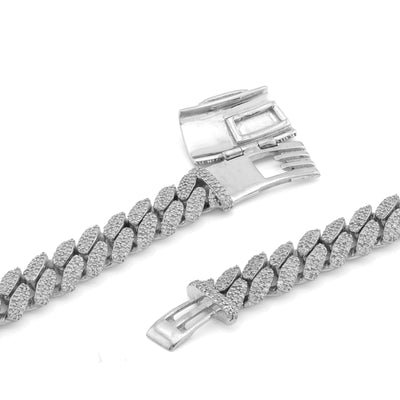 925 SS 8MM Cuban Link 8.125CT Natural Diamond 22" Chain Men Womene Necklace - Elite Jewelers-Necklaces