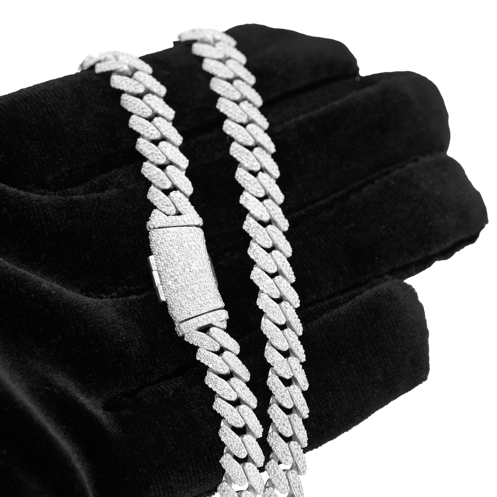 925 SS 8MM Cuban Link 8.125CT Natural Diamond 22" Chain Men Womene Necklace - Elite Jewelers-Necklaces