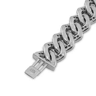 925 SS 9.63CT Natural Diamond Round/Baguette 12MM 8" Cuban Link Men Bracelet 46.5g - Elite Jewelers - Bracelets