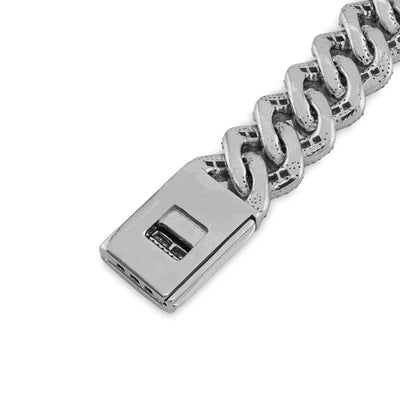 925 SS 9.63CT Natural Diamond Round/Baguette 12MM 8" Cuban Link Men Bracelet 46.5g - Elite Jewelers - Bracelets