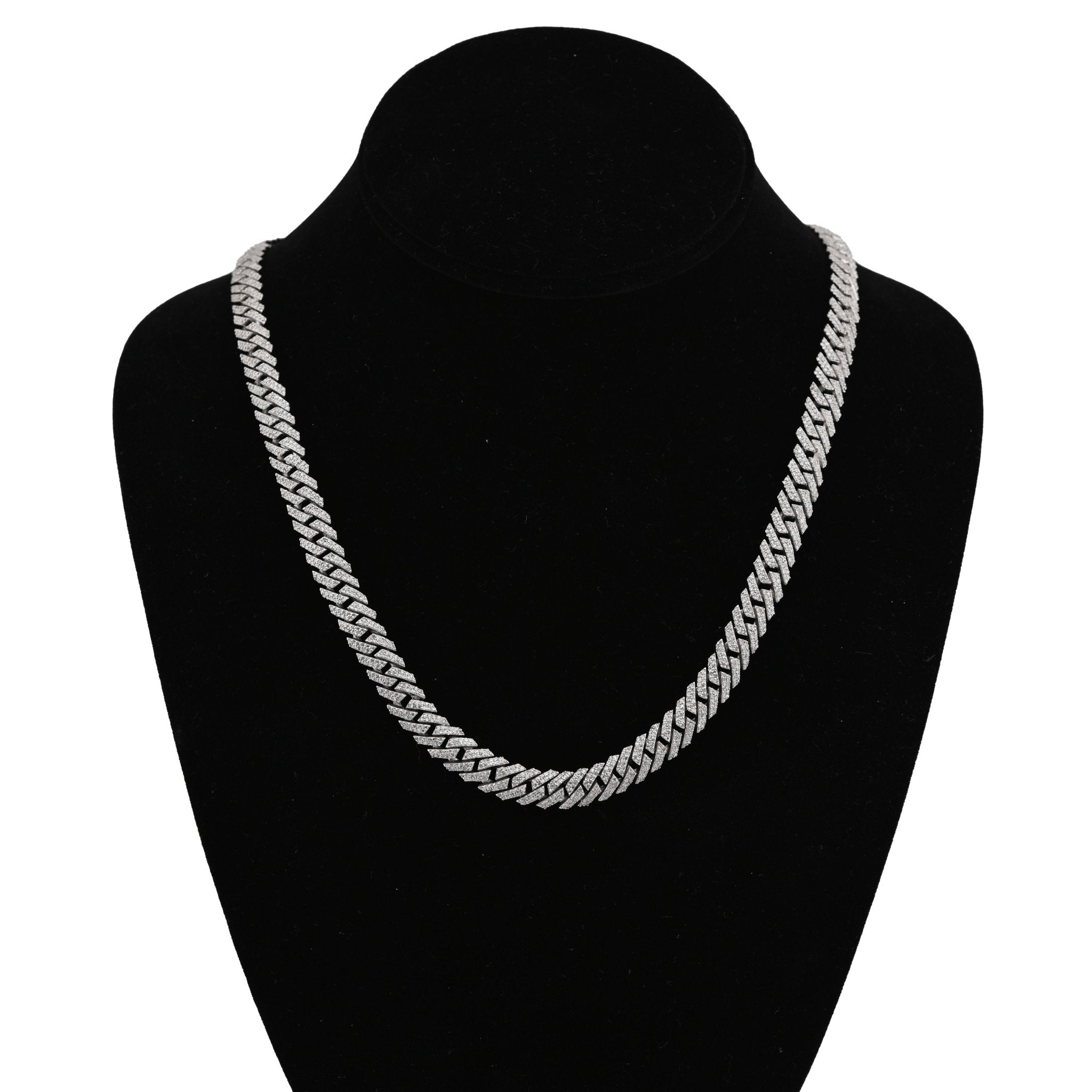 925 SS 9.7CT Natural Diamond Snake Cuban Link 8MM Chain Men Women 22" Necklace - Elite Jewelers - Necklaces