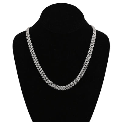 925 SS 9.7CT Natural Diamond Snake Cuban Link 8MM Chain Men Women 22" Necklace - Elite Jewelers - Necklaces