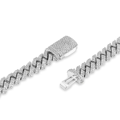925 SS 9.7CT Natural Diamond Snake Cuban Link 8MM Chain Men Women 22" Necklace - Elite Jewelers - Necklaces