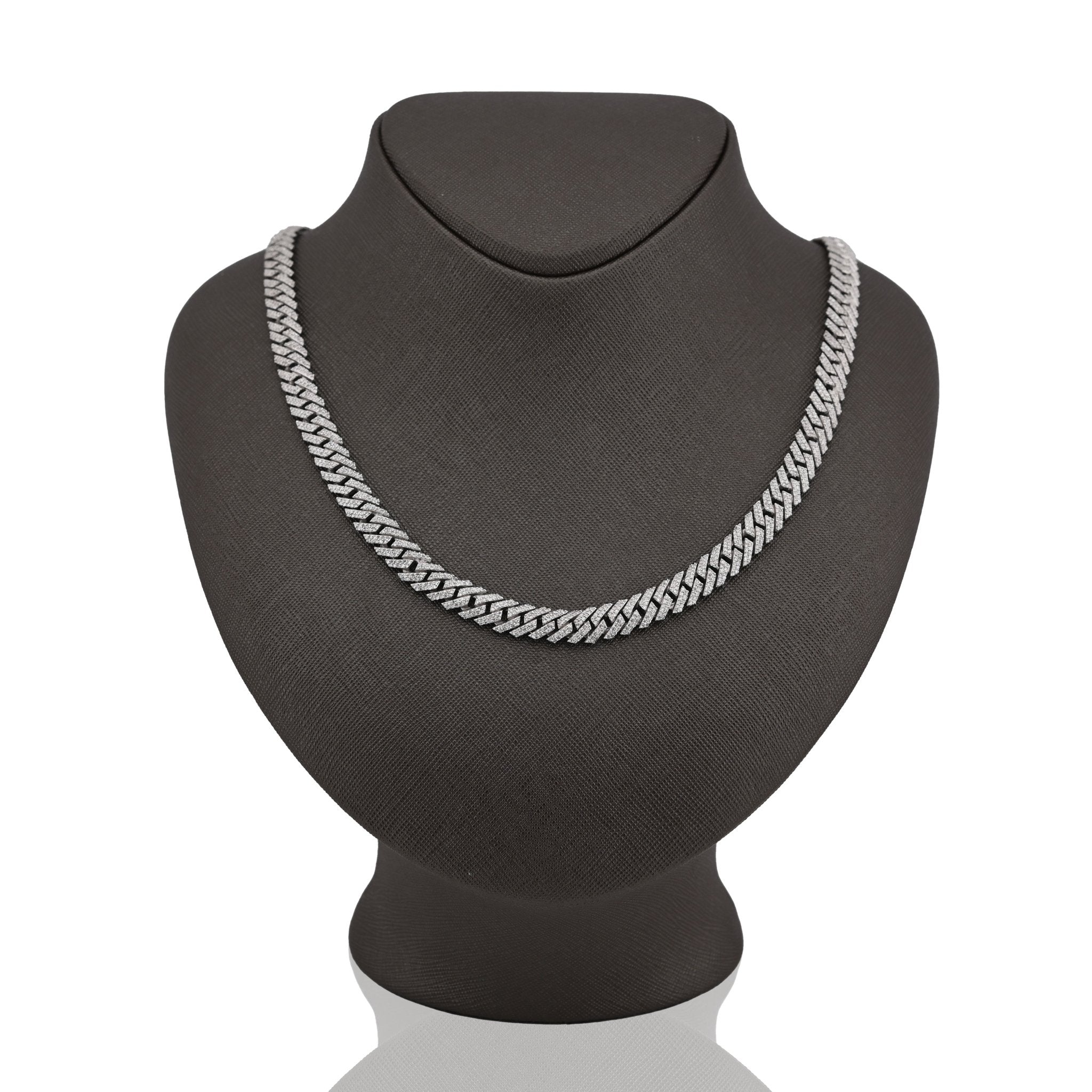 925 SS 9.7CT Natural Diamond Snake Cuban Link 8MM Chain Men Women 22" Necklace - Elite Jewelers - Necklaces