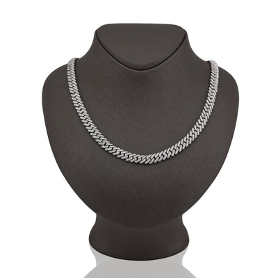925 SS 9.7CT Natural Diamond Snake Cuban Link 8MM Chain Men Women 22" Necklace - Elite Jewelers - Necklaces