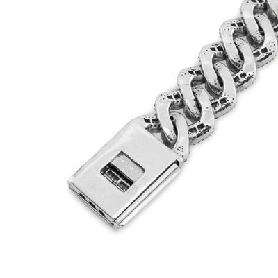 925 SS 9CT Natural Diamond Round/Baguette 12.5MM 8" Cuban Link Men Bracelet 45.7g - Elite Jewelers - Bracelets