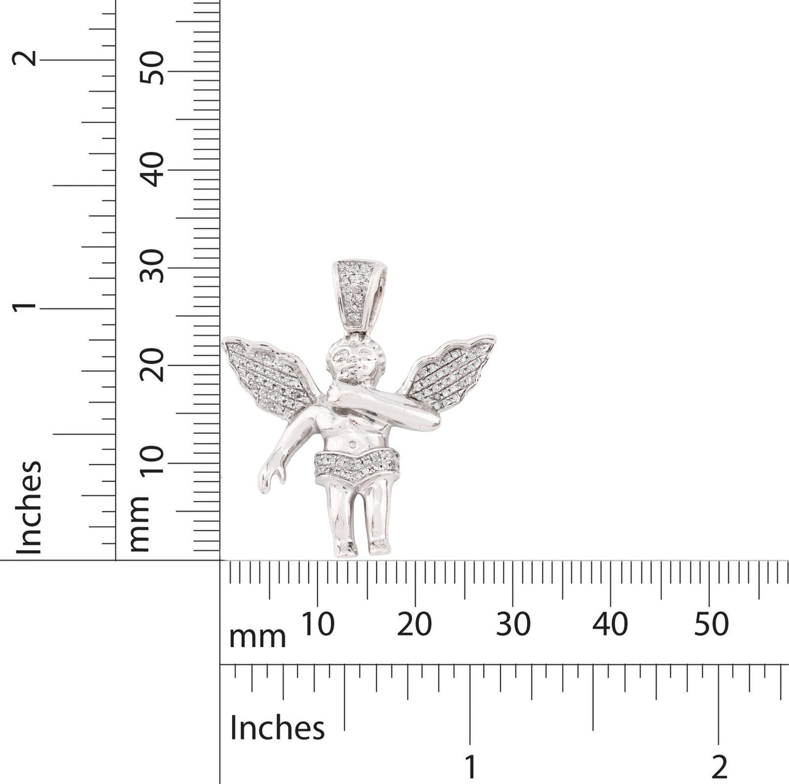 925 Sterling Silver 0.25CTW Natural Diamond Angel Cherub Pendant 4.6gms Charm - Elite Jewelers - Charms & Pendants