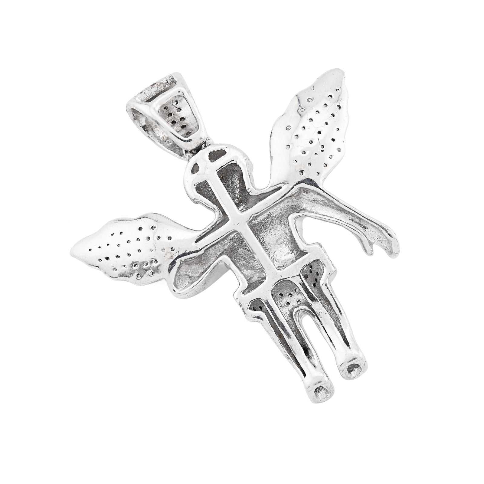 925 Sterling Silver 0.25CTW Natural Diamond Angel Cherub Pendant 4.6gms Charm - Elite Jewelers - Charms & Pendants