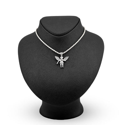 925 Sterling Silver 0.25CTW Natural Diamond Angel Cherub Pendant 4.6gms Charm - Elite Jewelers - Charms & Pendants