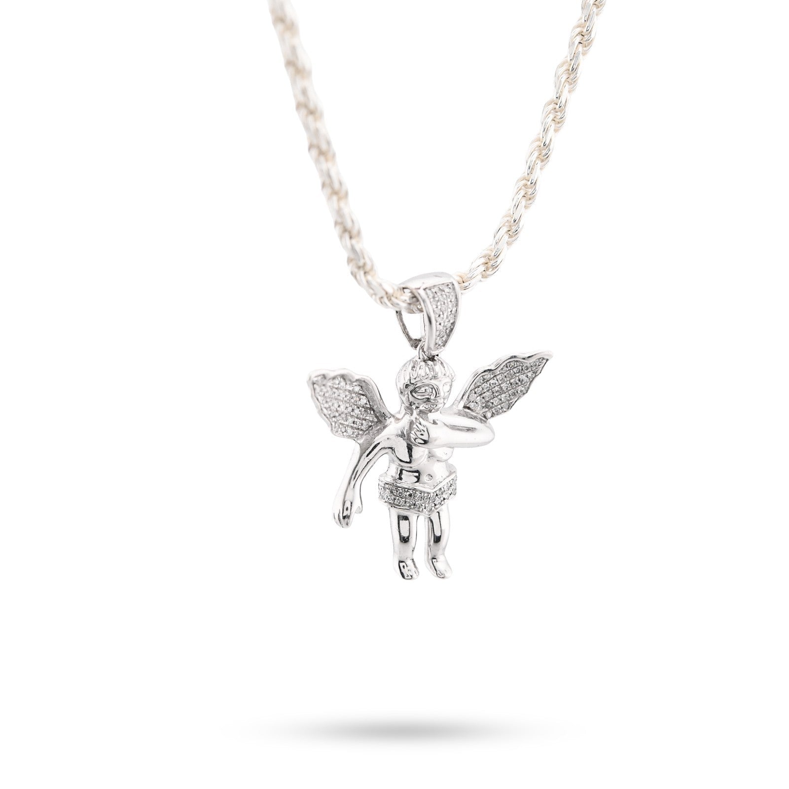 925 Sterling Silver 0.25CTW Natural Diamond Angel Cherub Pendant 4.6gms Charm - Elite Jewelers - Charms & Pendants