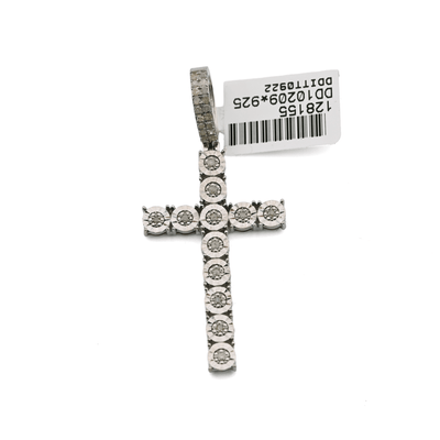 925 Sterling Silver 0.35CTW Natural Diamond Cross Pendant 2.7g Charm For Unisex - Elite Jewelers - Charms & Pendants