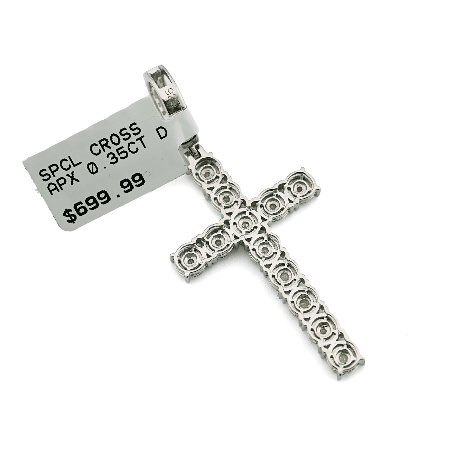 925 Sterling Silver 0.35CTW Natural Diamond Cross Pendant 2.7g Charm For Unisex - Elite Jewelers - Charms & Pendants