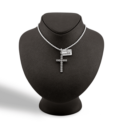 925 Sterling Silver 0.35CTW Natural Diamond Cross Pendant 2.7g Charm For Unisex - Elite Jewelers - Charms & Pendants