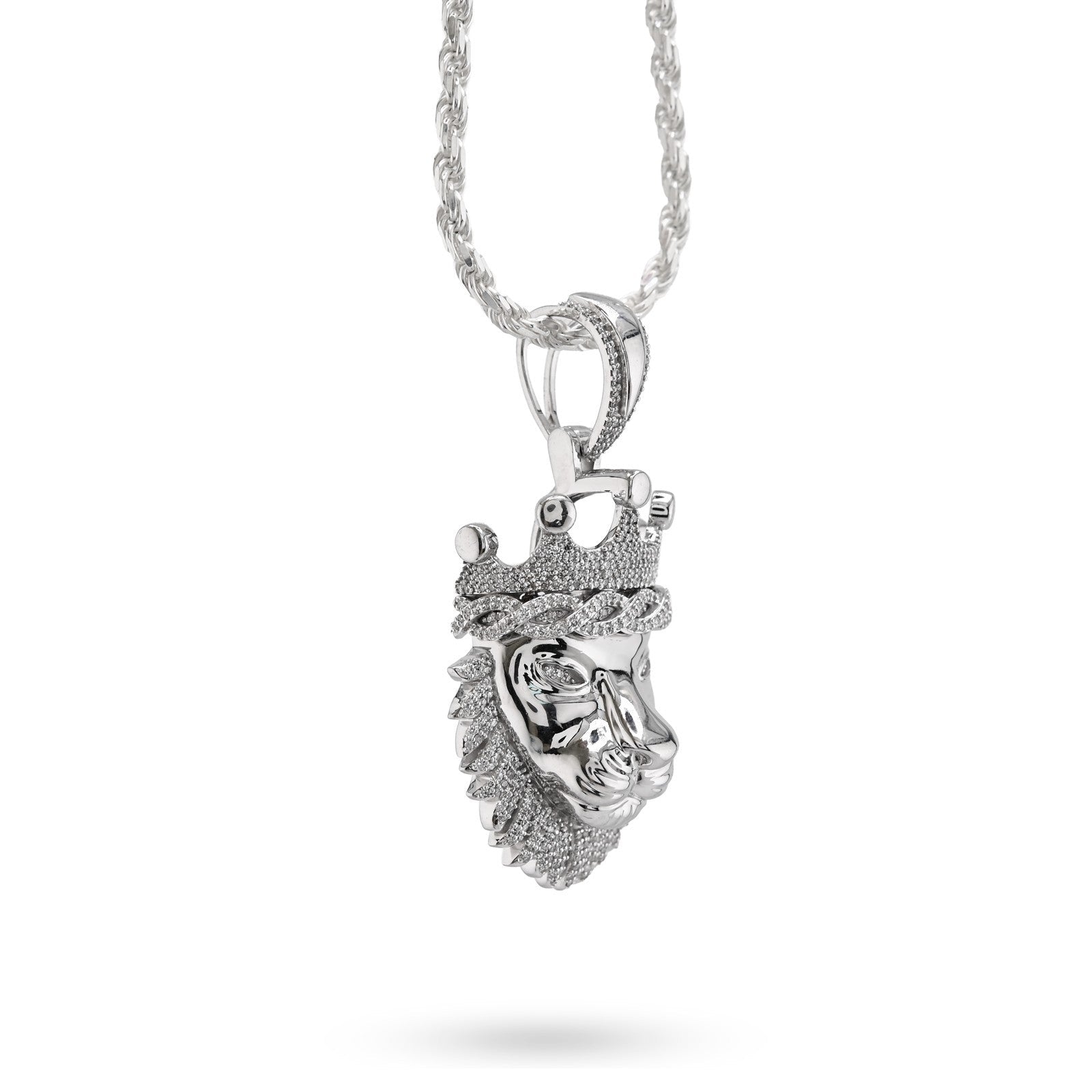 925 Sterling Silver 0.73CTW Natural Diamond Lion Head Mens Pendant 11.9g Charm - Elite Jewelers - Charms & Pendants