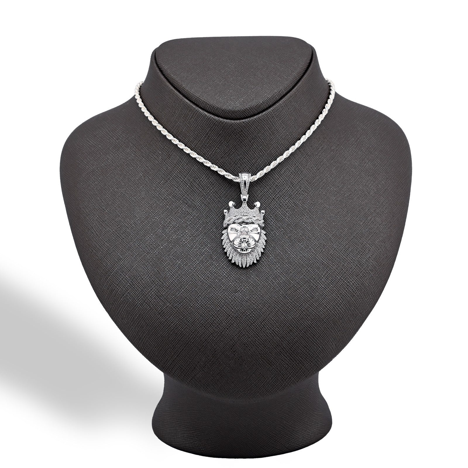 925 Sterling Silver 0.73CTW Natural Diamond Lion Head Mens Pendant 11.9g Charm - Elite Jewelers - Charms & Pendants