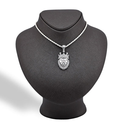 925 Sterling Silver 0.73CTW Natural Diamond Lion Head Mens Pendant 11.9g Charm - Elite Jewelers - Charms & Pendants