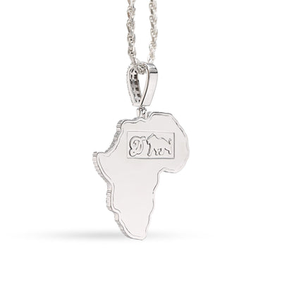 925 Sterling Silver 0.83CTW Natural Diamond Africa Continent Map Pendant 17.1gms - Elite Jewelers - Charms & Pendants