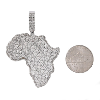 925 Sterling Silver 0.83CTW Natural Diamond Africa Continent Map Pendant 17.1gms - Elite Jewelers - Charms & Pendants