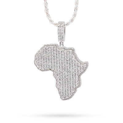 925 Sterling Silver 0.83CTW Natural Diamond Africa Continent Map Pendant 17.1gms - Elite Jewelers - Charms & Pendants