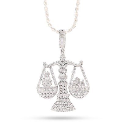 925 Sterling Silver 2.4 CTW Natural Diamond Libra Scale Pendant 16.9g Charm - Elite Jewelers - Charms & Pendants