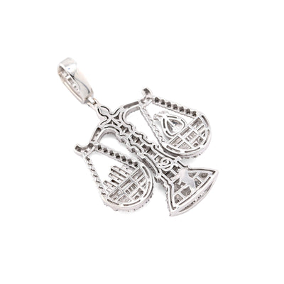 925 Sterling Silver 2.4 CTW Natural Diamond Libra Scale Pendant 16.9g Charm - Elite Jewelers - Charms & Pendants