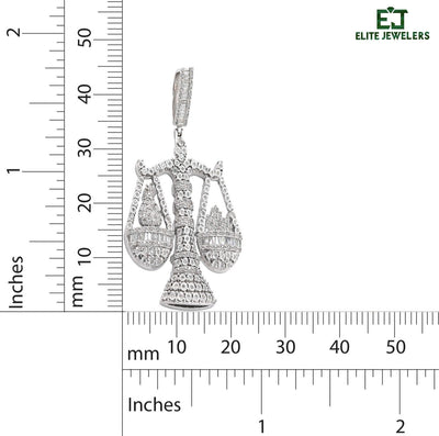 925 Sterling Silver 2.4 CTW Natural Diamond Libra Scale Pendant 16.9g Charm - Elite Jewelers - Charms & Pendants