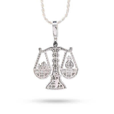 925 Sterling Silver 2.4 CTW Natural Diamond Libra Scale Pendant 16.9g Charm - Elite Jewelers - Charms & Pendants