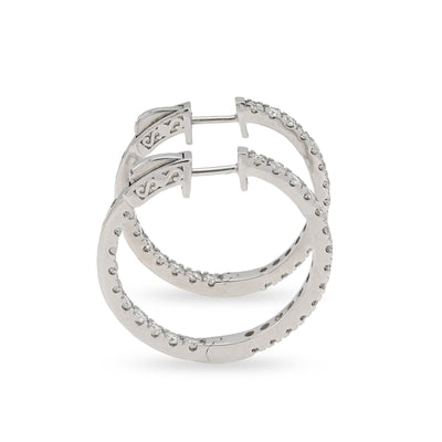925 Sterling Silver 2CTW Lab Grown Diamond 6gms Inside - Out Hoop Womens Earring - Elite Jewelers - Earrings