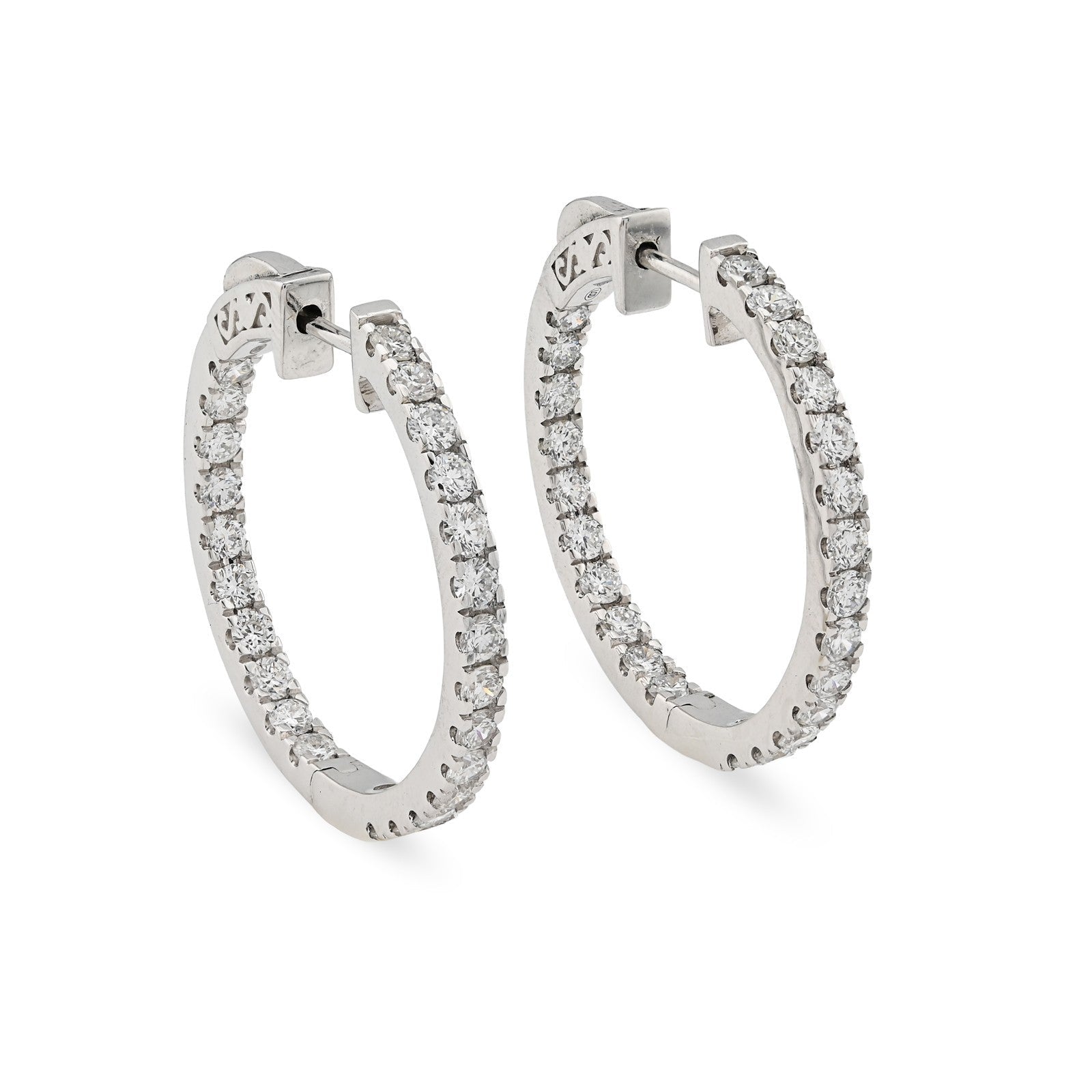 925 Sterling Silver 2CTW Lab Grown Diamond 6gms Inside - Out Hoop Womens Earring - Elite Jewelers - Earrings
