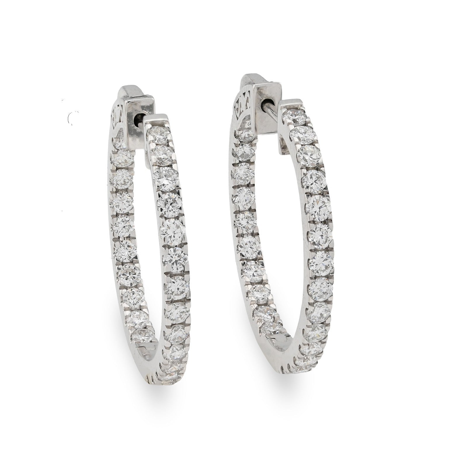 925 Sterling Silver 2CTW Lab Grown Diamond 6gms Inside - Out Hoop Womens Earring - Elite Jewelers - Earrings