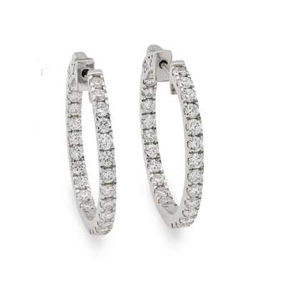 925 Sterling Silver 2CTW Lab Grown Diamond 6gms Inside - Out Hoop Womens Earring - Elite Jewelers - Earrings