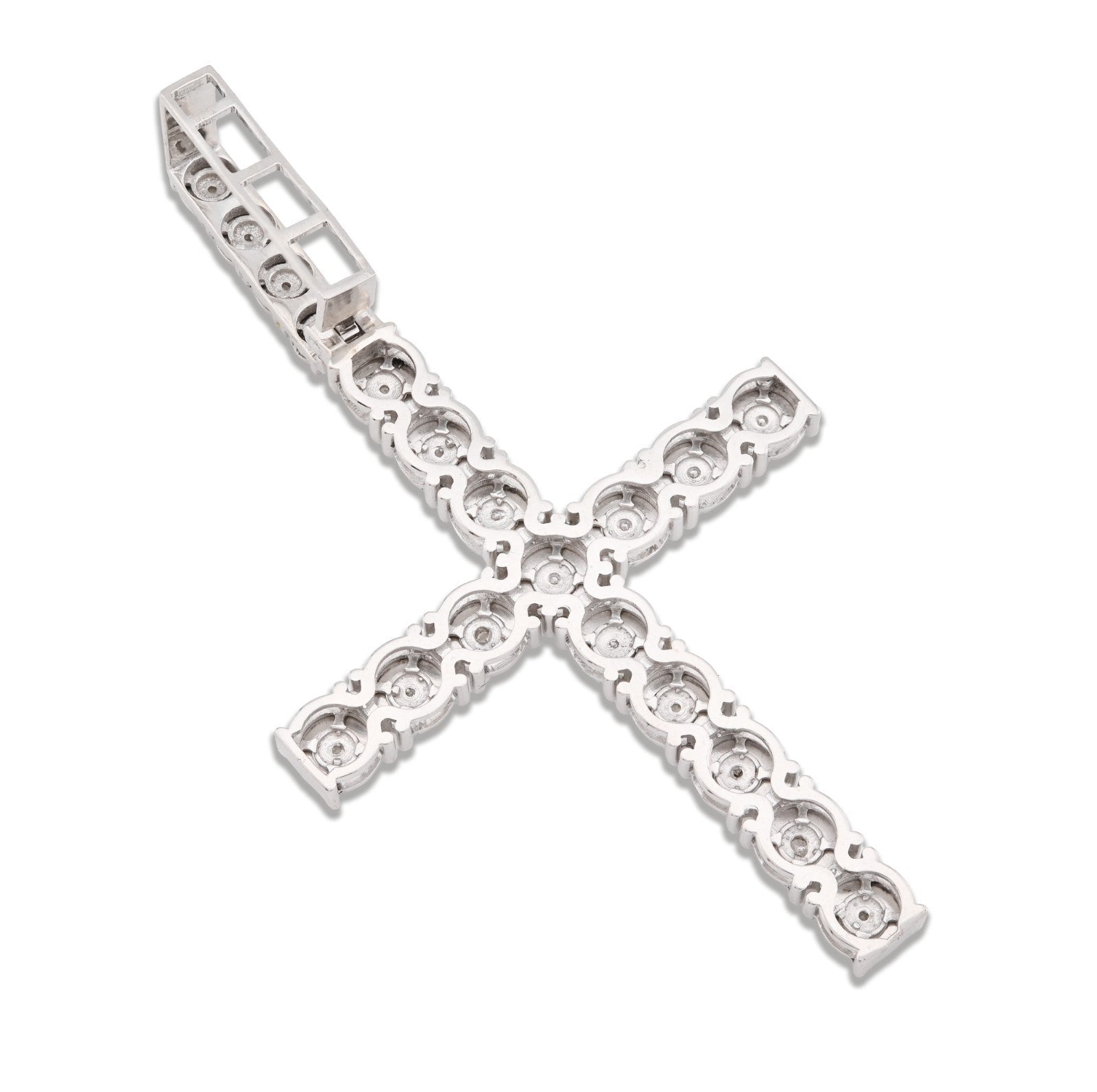 925 Sterling Silver 7.6gms 0.6CTW Natural Diamond Solitaire Cross Pendant Charm - Elite Jewelers - Charms & Pendants