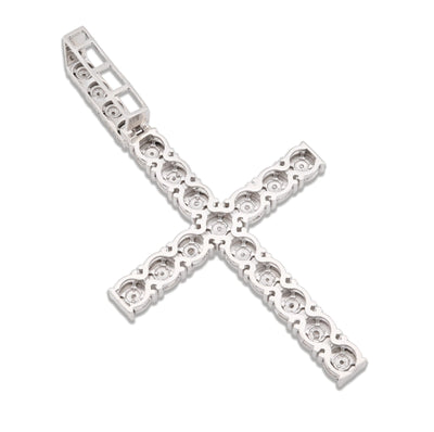 925 Sterling Silver 7.6gms 0.6CTW Natural Diamond Solitaire Cross Pendant Charm - Elite Jewelers - Charms & Pendants
