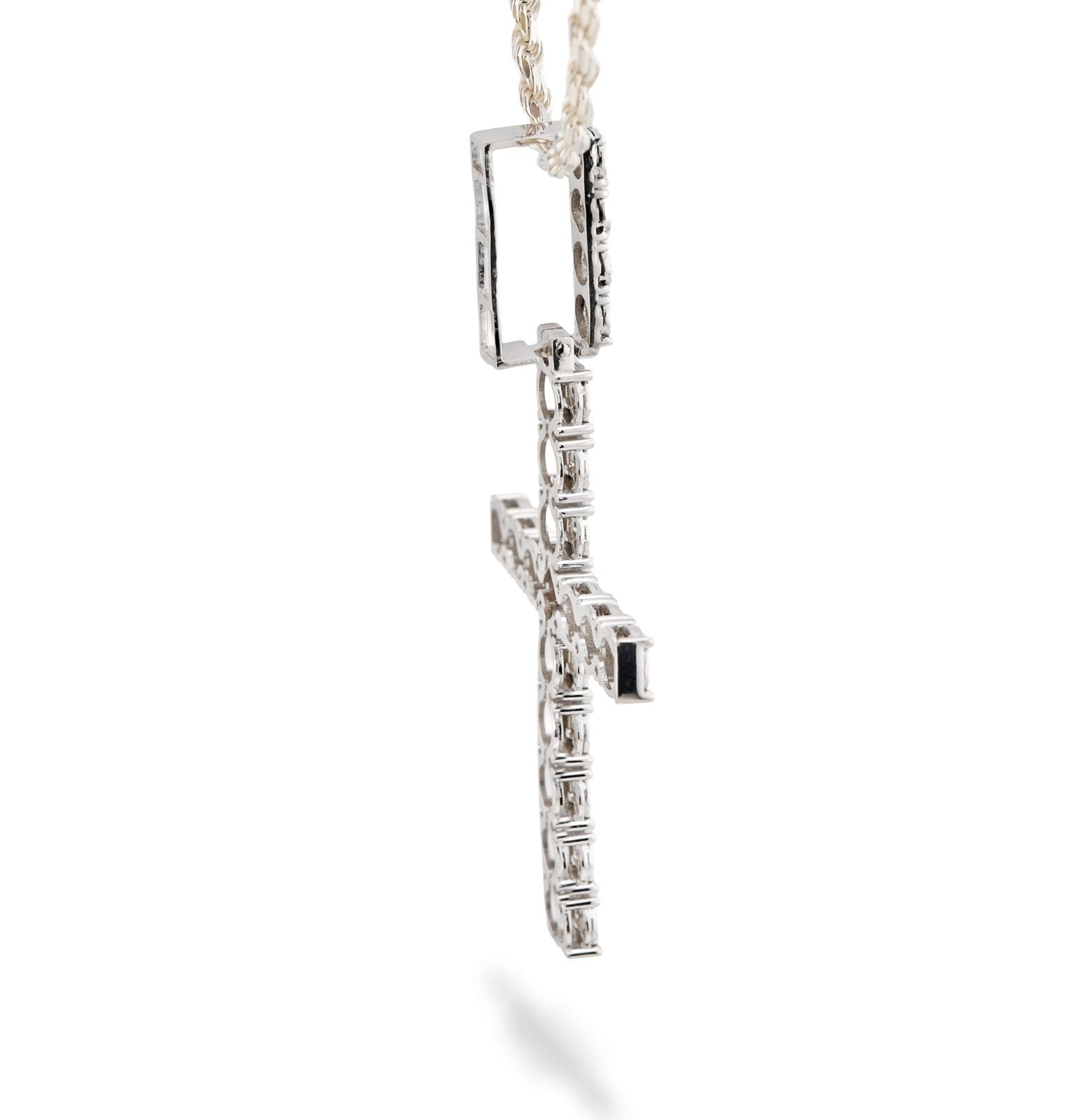 925 Sterling Silver 7.6gms 0.6CTW Natural Diamond Solitaire Cross Pendant Charm - Elite Jewelers - Charms & Pendants