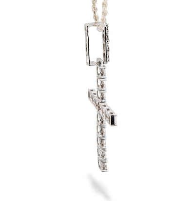 925 Sterling Silver 7.6gms 0.6CTW Natural Diamond Solitaire Cross Pendant Charm - Elite Jewelers - Charms & Pendants