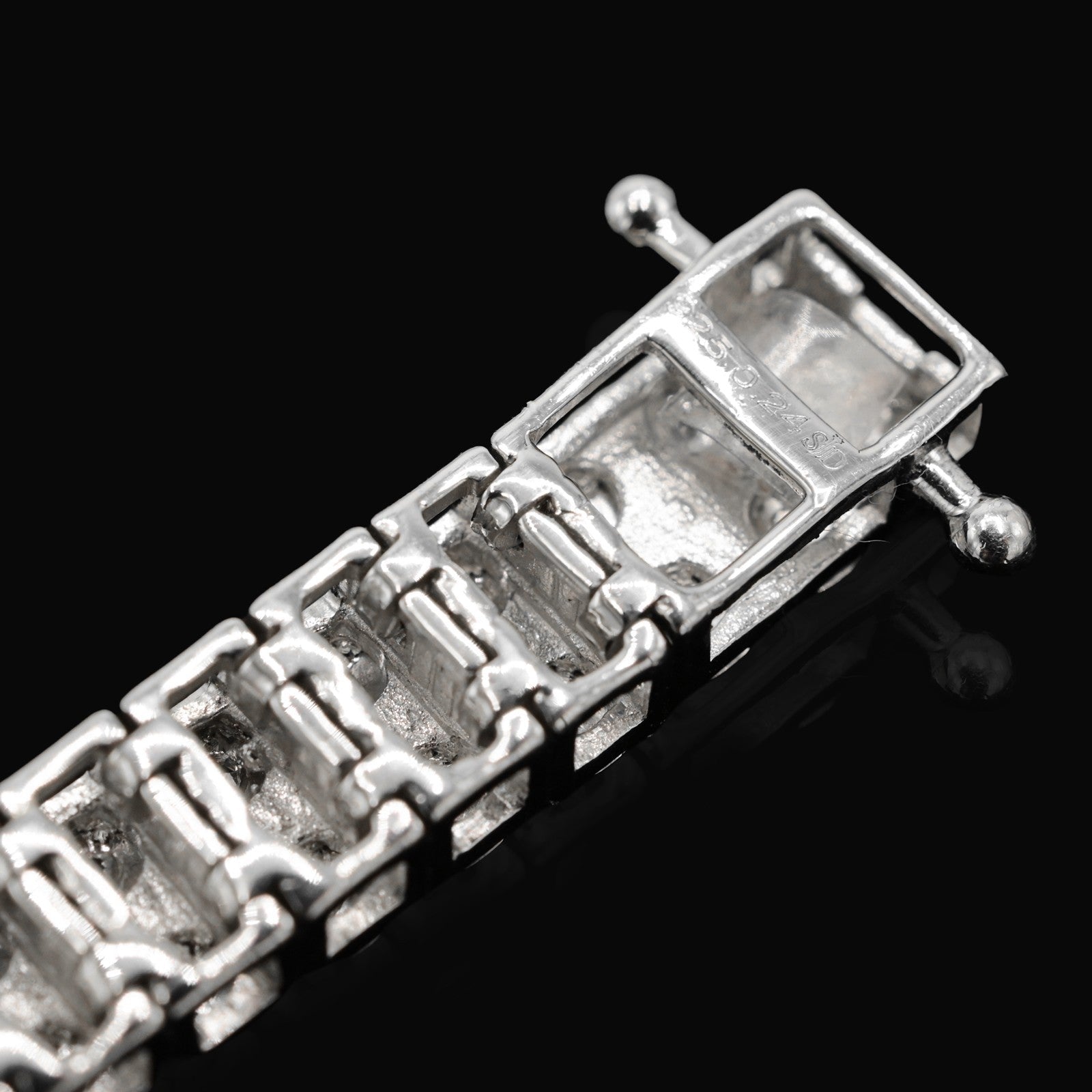 925 Sterling Silver Men 0.24CTW 2 Row Diamond Tennis Bracelet 26.7g 8In Armlet - Elite Jewelers - Bracelets