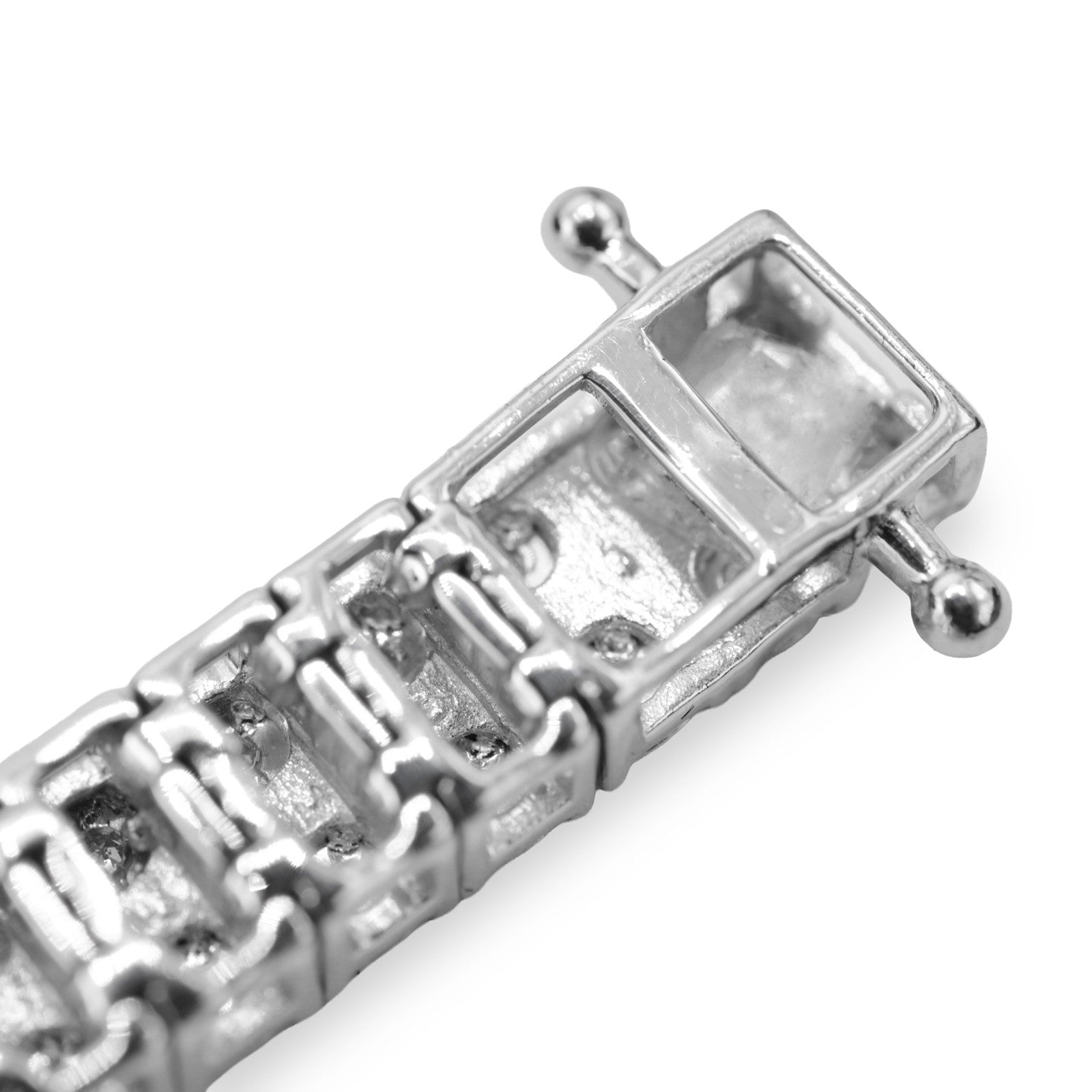 925 Sterling Silver Men 0.24CTW 2 Row Diamond Tennis Bracelet 26.7g 8In Armlet - Elite Jewelers - Bracelets
