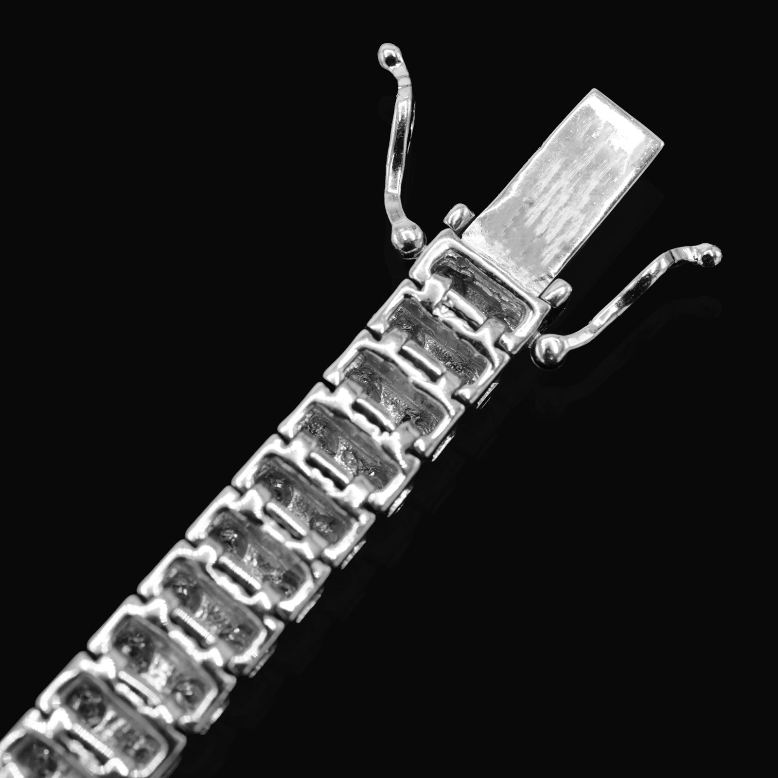 925 Sterling Silver Men 0.24CTW 2 Row Diamond Tennis Bracelet 26.7g 8In Armlet - Elite Jewelers - Bracelets