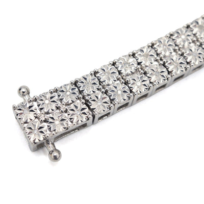 925 Sterling Silver Men 0.24CTW 2 Row Diamond Tennis Bracelet 26.7g 8In Armlet - Elite Jewelers - Bracelets