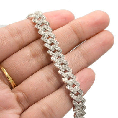 925 Sterling Silver Men 3.25CTW Natural Diamond Cuban Bracelet 26g Armlet 9MM 8" - Elite Jewelers - Bracelets