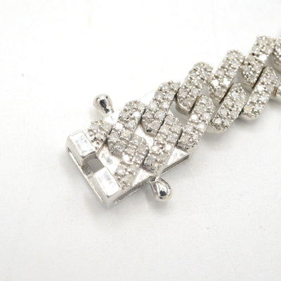 925 Sterling Silver Men 3.25CTW Natural Diamond Cuban Bracelet 26g Armlet 9MM 8" - Elite Jewelers - Bracelets