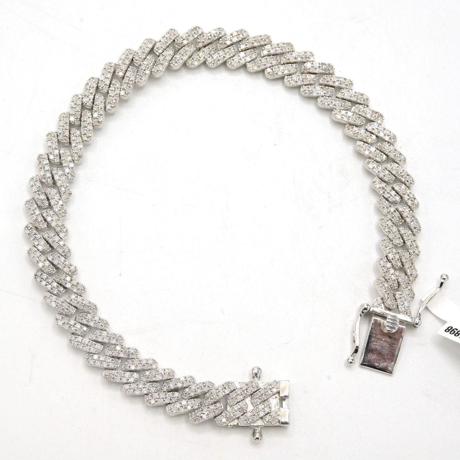 925 Sterling Silver Men 3.25CTW Natural Diamond Cuban Bracelet 26g Armlet 9MM 8" - Elite Jewelers - Bracelets