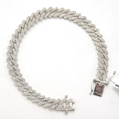 925 Sterling Silver Men 3.25CTW Natural Diamond Cuban Bracelet 26g Armlet 9MM 8" - Elite Jewelers - Bracelets
