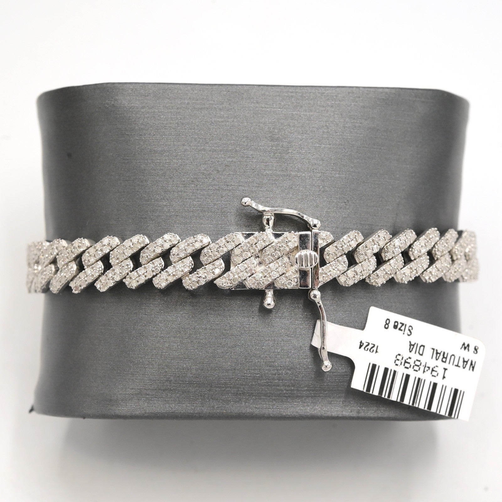 925 Sterling Silver Men 3.25CTW Natural Diamond Cuban Bracelet 26g Armlet 9MM 8" - Elite Jewelers - Bracelets